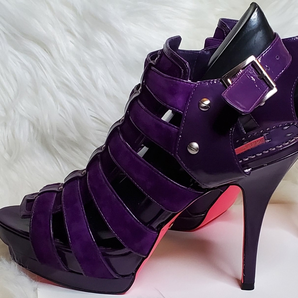 Betsey Johnson Purple Velvet 5" Platforms sz 10
